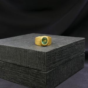 Wedding Wear 925 Sterling <b>Silver</b> Gold Plated Jewelry <b>Emerald</b> Diamond Gemstone Women Wear Classic <b>Ring</b> - Product Image 6