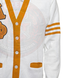 custom Greek sorority fraternity <b>men's</b> and women's <b>cardigan</b> acrylic knitted V-neck sweaters embroidery logo winter varsity - Product Image 2