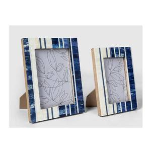 Handmade Bone Inlay Photo <b>Frame</b> White & Blue Stripe Decorative Picture <b>Frame</b> Luxury Decor Tabletop & Wall Desktop Decor <b>Frame</b> - Product Image 2