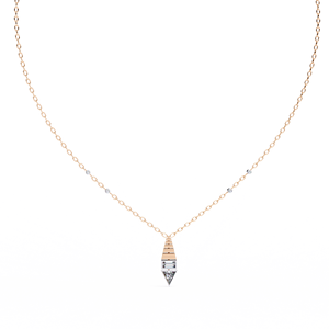 Collier pendentif en or rose 14 carats à motif géométrique pour femme, serti de diamants de laboratoire taille baguette et taille triligne, bijoux modernes - Product Image 3