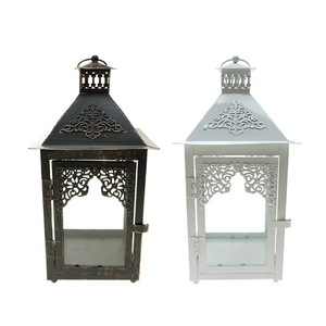 Stylish Iron <b>Lantern</b> With Glass Panels Black Outdoor Home Decoration Candle Holder Durable Handmade Candle <b>Lanterns</b> - Product Image 2