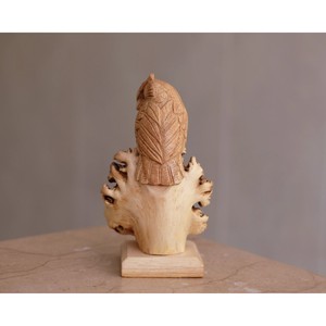 Sculpture d'hibou en bois faite à la main, tendance actuelle, figurine sculptée, décoration rustique pour table, ornement de salon - Product Image 4