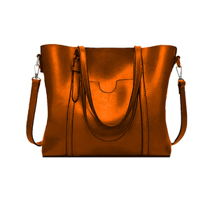 Bolso de Mano Plegable de Cuero Genuino para Mujer, con Cierre de Cremallera y Dos Correas - Product Image 1