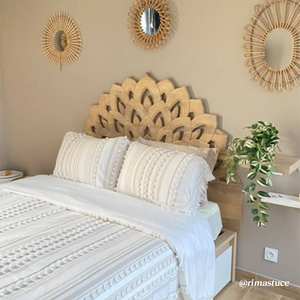 Tête de lit Vandana Vista Vertex Lotus en bois de manguier sculpté, 160 cm - Product Image 6