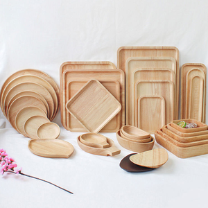 Plateau de service en bois d'hévéa, poli, empilable, moderne, pour cuisine et table, vente en gros pour fabricants - Product Image 4