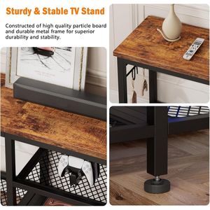 Meuble TV pour téléviseurs jusqu'à 55 pouces, centre de divertissement moderne avec étagères ouvertes - Product Image 4