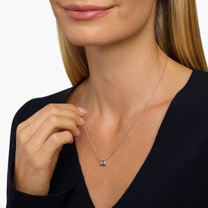 East West Emerald Cut Bezel Lab-Grown Diamond Pendant In White Gold - Product Image 4