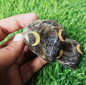 Wholesale Labradorite <b>Ball</b> Base Crystal Sphere Stand Heart Shaped Angel Wings Holder With Half <b>Moon</b> Phase Engraved - Product Image 3