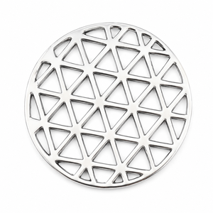 Round Aluminum Trivet Pot Holder, Geometric Cutout Design Heat Resistant Hot <b>Pan</b> <b>Stand</b> for Kitchen Countertop & Dining Table Mat - Product Image 3