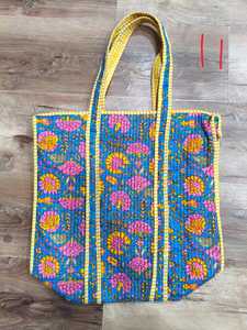 Handmade Vintage Large Tote Handbag Quilted <b>Patchwork</b> Indian Cotton Washable Grocery <b>Bag</b> Printed Design for Women's Daily Use - Product Image 4