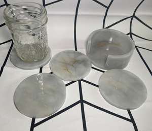 Juego de Posavasos de Resina con Aspecto de Mármol, Decoración Contemporánea para Mesa de Centro, Elegante Accesorio para el Hogar - Product Image 3