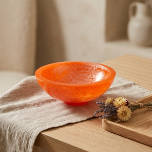 Tazón Redondo de Resina Ámbar Naranja Pulido a Mano, Otros Recubrimientos, Moderno, Lujoso, Ligero, Vajilla para Servir Alimentos, Decorativo - Product Image 1