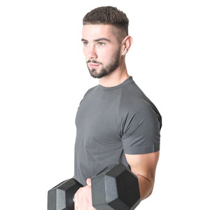 T-shirt de sport pour homme, coupe ajustée, manches courtes, col rond, imprimé sur mesure, respirant, séchage rapide, écologique, vente en gros - Product Image 3