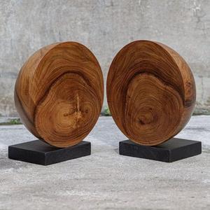 Sujetalibros de Madera con Bordes Curvos, Hechos a Mano, para Estantería, Biblioteca, Oficina, Escritorio y Decoración Moderna del Hogar - Product Image 2