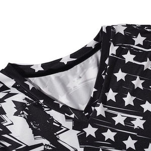 T-shirt à manches courtes pour homme, coupe classique, noir et blanc, imprimé par transfert thermique, respirant, tricoté, col rond, décontracté, 100% coton - Product Image 3