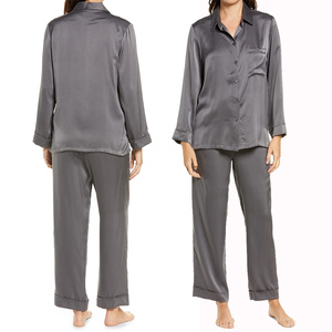 Conjunto de Pijamas de Seda para Mujer al por Mayor, Personalizable, 100% Algodón, Transpirable, de Secado Rápido, con Opción de Logotipo Frontal - Product Image 1