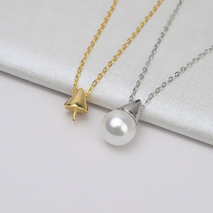 จี้เงินแท้ S925 รูปทรงกรวย 8-13 มม. สำหรับทำเครื่องประดับมุก DIY สไตล์หยาวเฉิน ชุดจี้พร้อมฐานเปล่า 1252 - Product Image 1