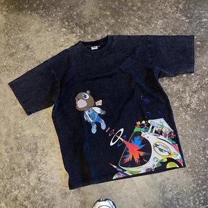 เสื้อยืดพิมพ์ลายการ์ตูนคุณภาพสูงสำหรับผู้ชายและผู้หญิง เสื้อยืดพิมพ์ลายพัฟฟ์ ผ้าฝ้าย สตรีทแวร์ เสื้อคู่เข้าชุด เสื้อผ้าอนิเมะใหม่ N - Product Image 3