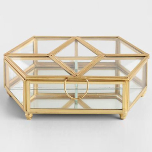 Hot Selling Classic Top Trending Metal Glass <b>Material</b> Decorative <b>Storage</b> <b>Box</b> Home Accessories Jewelry <b>Box</b> for Bangle Necklace - Product Image 1