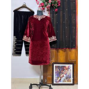 Haut et bas de soirée de créateur avec Dupatta Taille 2XL - Product Image 1