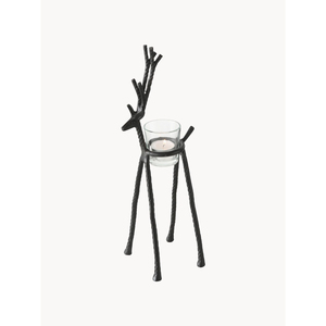 Lot de 3 bougeoirs en métal noir pour bougies chauffe-plat, idéal pour l'éclairage de Noël, bougeoirs en verre style hurricane pour bougies coniques et bougeoirs rennes pour mariages - Product Image 3