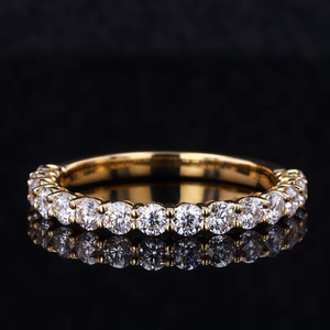 Half <b>Eternity</b> Wedding <b>Rings</b> Moissanite 925 <b>Silver</b> 10K Yellow Gold Jewelry Men Women's Ball CLASSIC Band <b>Ring</b> For Women - Product Image 1
