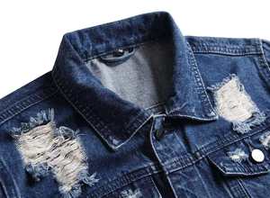 Men's <b>Denim</b> <b>Jacket</b> 100% Cotton Solid Color Turn-down Collar Casual Winter Hip Hop Regular Fit Covered Button Closure Breathable - Product Image 2