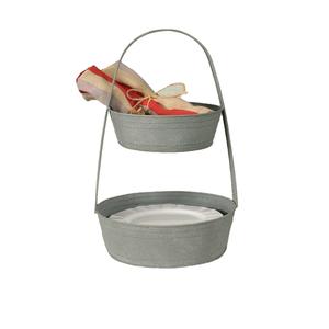 Soporte para pasteles de metal galvanizado estilo rústico con borde festoneado para exhibición en mesa de postres, plato redondo con pedestal para servir - Product Image 6