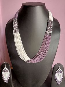 Elegant Glass Seed Beads Necklace <b>Set</b> Handmade Fashion Accessories for Women Traditional Wedding Party Collection - Product Image 1