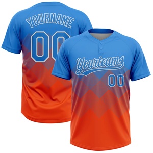 Camiseta de Softbol Azul Cielo y Naranja con Diseño Degradado, 100% Poliéster, Malla Bird Eye, Logotipo Personalizado, Nombre del Equipo, Número del Jugador O - Product Image 1