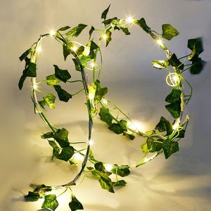 360Pcs Artificial Ivy String <b>Lights</b> Battery Powered 100Pcs LED Beads DIY Decorative Night <b>Light</b> Fake <b>Leaf</b> Fairy Lamps - Product Image 2