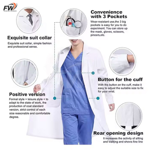 Latest Design Customizable High Quality Woven Cotton/polyester Men's Medical Lab Coat Hospital Use Uniforms Needle Detection - Product Image 2