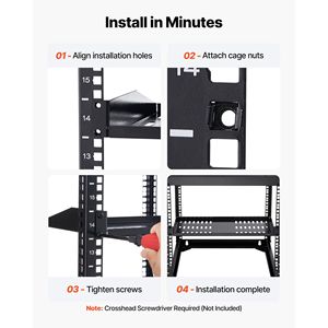 1U scaffale per Server 4 pezzi 50 libbre Max supporto a parete a sbalzo ventilato portante 10 profondità buona circolazione dell'aria 19 Cabinet Network - Product Image 6