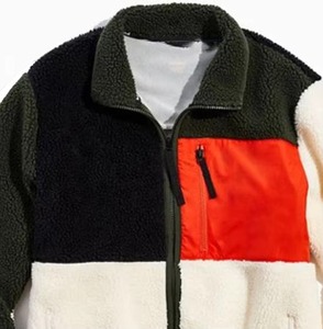 Custom Winter High Quality Long Sleeve Turn-<b>down</b> Collar Outdoor Zipper Patchwork Sherpa Full-Zip Fleece Jacket for Men - Product Image 6