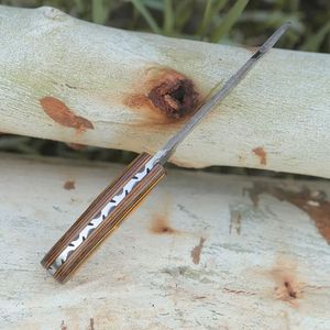 Handmade Damascus Steel Kitchen Knife Fixed Blade with Wood Handle Everyday Carry Leather Sheath DIY - Product Image 5