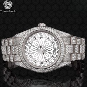 Charm_Jewells Luxury Gold <b>Diamond</b> <b>Watch</b> 40mm Round Analog Quartz Sapphire Crystal Unisex Folding Clasp - Product Image 4