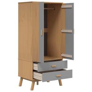 Armoire en bois de pin massif gris et brun, produit élégant et durable - Product Image 6