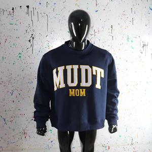 Sudadera MUDT MOM Azul Marino con Cuello Alto, 100% Blanca, con Apliques Bordados, Cuello Ancho, info.clushsports - Product Image 2