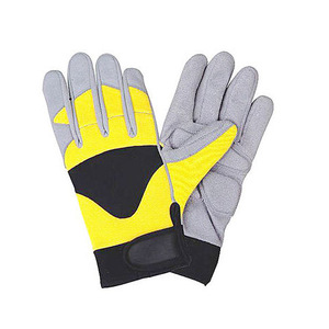 Guantes Deportivos Amarillos y Grises, Largos hasta la Muñeca, Duraderos, de Poliéster y Lycra, para Uso en Exteriores, Primavera/Verano, Estilo Liso - Product Image 1