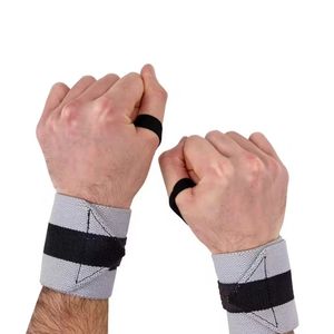 Muñequeras Elásticas de Algodón Profesionales Grises para Gimnasio, Soporte para Entrenamiento, Estabilizador de Fuerza, Correa Ajustable - Product Image 4