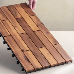 Dalles de terrasse modernes en acacia 60x30cm, marron, parquet élégant, pour extérieur, balcon, bord de piscine, antidérapantes, finition lisse - Product Image 2