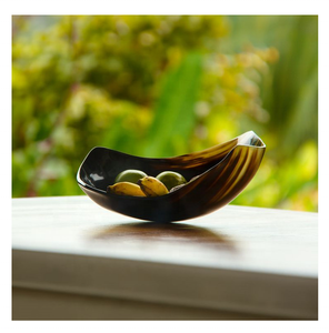 Bol à salade et à fruits vintage en corne de buffle sculptée, vaisselle indienne en corne, idéal pour les cadeaux d'affaires - Product Image 6