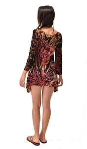 Vestido Túnica Tie Dye Pintado a Mano Estilo Boho, Rayón y Spandex, Ropa para Festivales - Product Image 2