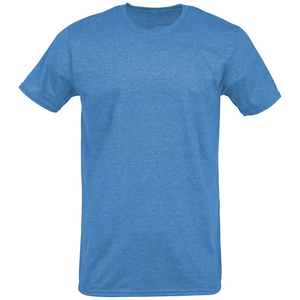 Camiseta de algodón para hombre, azul, manga corta, cuello redondo, corte regular, informal, tejido de punto, color liso, diseño sencillo - Product Image 4