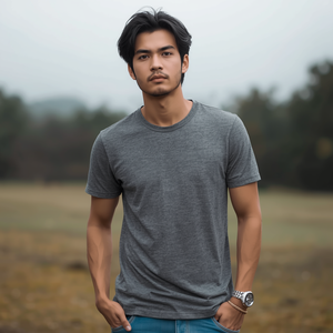 เสื้อยืดสีเทา ผ้าฝ้าย เรียบง่าย สไตล์ลำลอง สำหรับผู้ชายและผู้หญิง พร้อมบริการรับผลิตแบบ OEM ODM - Product Image 2