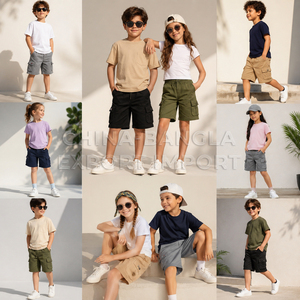 Livraison Rapide – Nouveauté Été : Shorts Cargo pour Enfants en Coton Sergé – Vente en Gros – Stock Direct Usine Bangladesh – T-shirts - Product Image 3