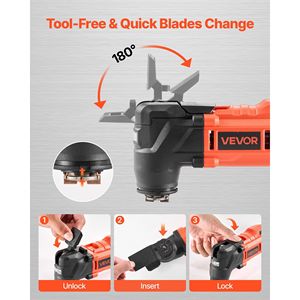 Utensile Oscillante Multifunzione a Batteria 20V con 6 Velocità Variabili 8500-17000 OPM Oscillazione Angolare di 3,2 Gradi - Product Image 5