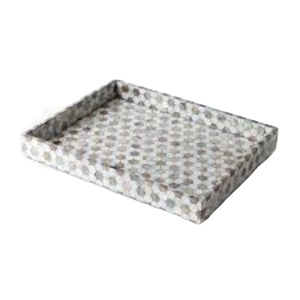 Plateau de service rectangulaire fait main en nacre, plateau décoratif moderne de luxe en bois et nacre pour table basse, hôtel et maison - Product Image 1