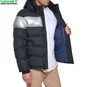 Stand Collar Bomber Puffer <b>Jacket</b> <b>Men</b> No Hood Ribbed Cuff Classic Casual Quilted <b>Flight</b> <b>Jacket</b> Warm Padded Coat - Product Image 6
