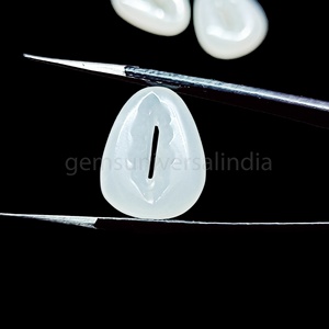 เปลือกหอยมูนสโตนสีขาวแกะสลักด้วยมือหินอัญมณีหลวมทำด้วยมือสำหรับทำเครื่องประดับทำลูกปัดเปลือกหอยทะเลขายส่ง - Product Image 2